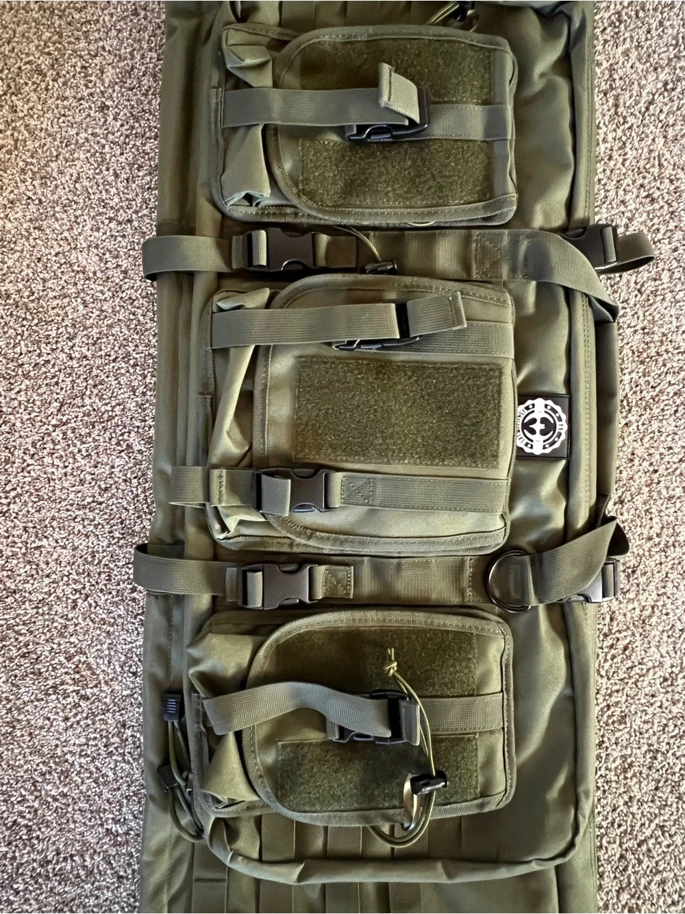 Tactical Olive Green Rifle Case with Pouches with back pack straps MOLLE webbing